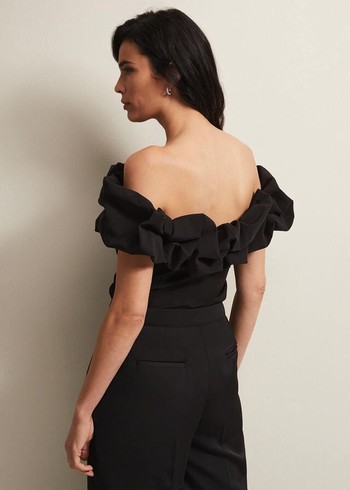 Phase Eight Mallorary Off The Shoulder Shirts Black Canada | UOVMWX-278